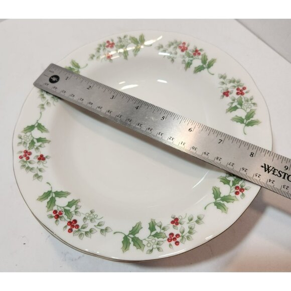 Gibson Housewares Christmas Charm Delight Holly Berry Rimmed Soup Bowls Set of 4 - Picture 10 of 10
